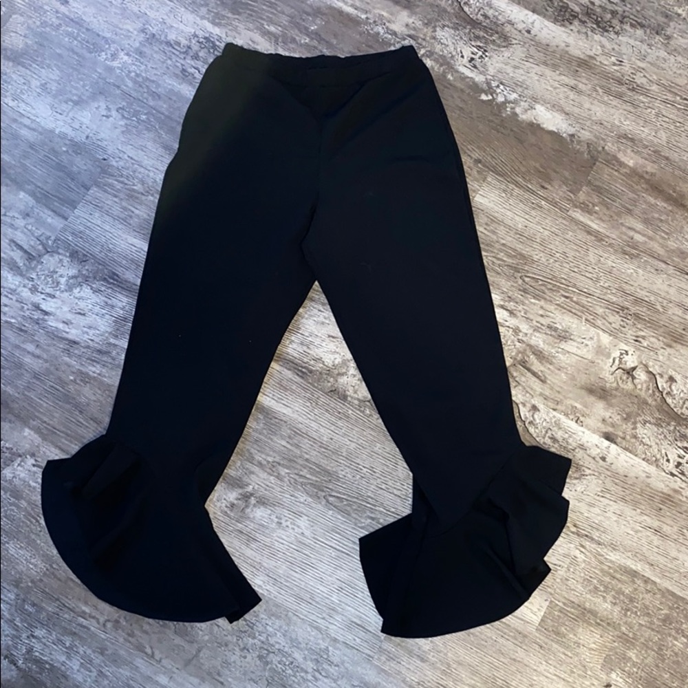 High waist capris with flare bottom